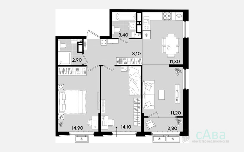 <span>Продается 3-комн. квартира,</span><span>65.90 м², 17/18 этаж </span> фото 0