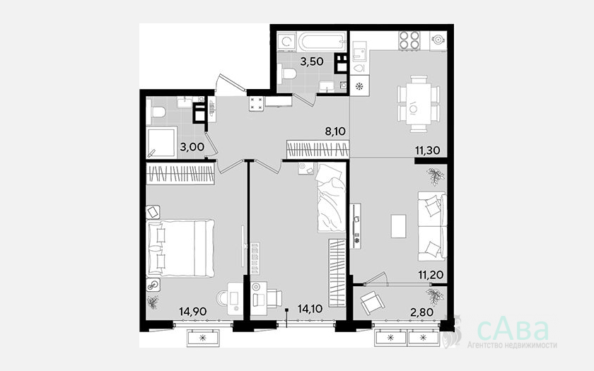 <span>Продается 2-комн. квартира,</span><span>58.95 м², 10/18 этаж </span> фото 1
