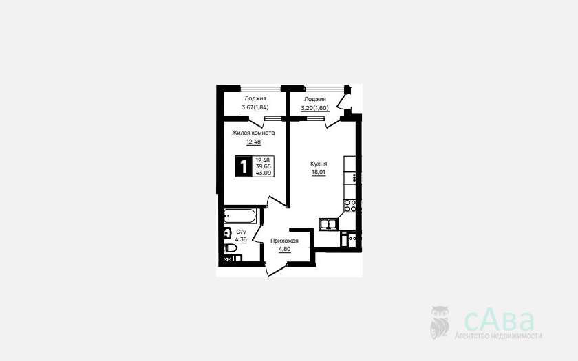<span>Продается 1-комн. квартира,</span><span>39.65 м², 5/18 этаж </span> фото 0