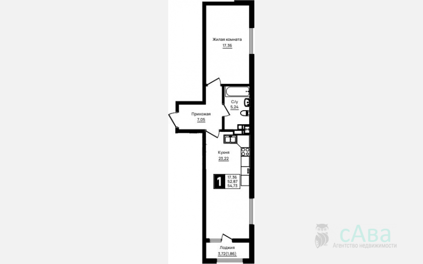 <span>Продается 1-комн. квартира,</span><span>52.87 м², 2/18 этаж </span> фото 0