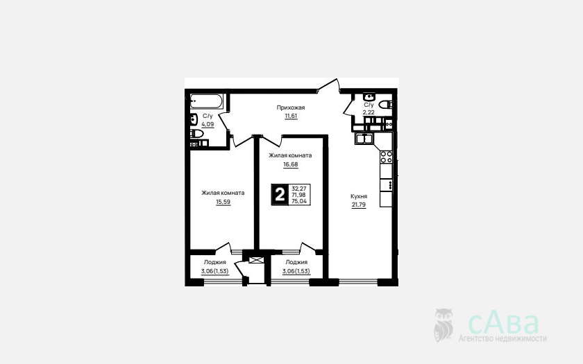 <span>Продается 2-комн. квартира,</span><span>71.98 м², 10/18 этаж </span> фото 0
