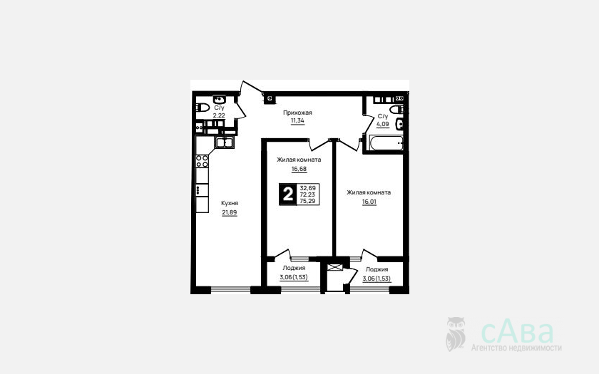 <span>Продается 2-комн. квартира,</span><span>72.23 м², 15/18 этаж </span> фото 0