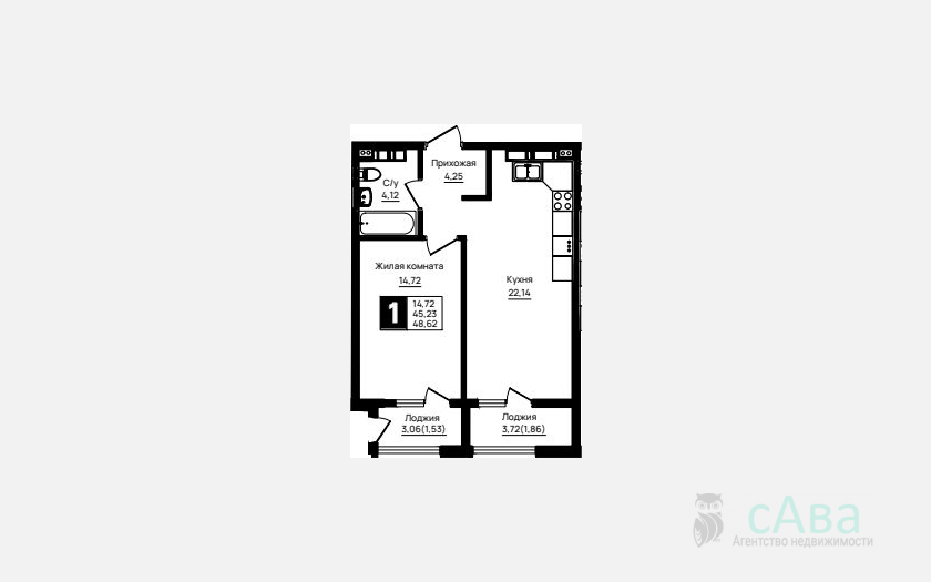 <span>Продается 1-комн. квартира,</span><span>45.23 м², 11/18 этаж </span> фото 0