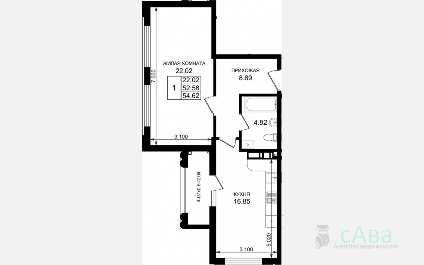 <span>Продается 1-комн. квартира,</span><span>52.58 м², 2/8 этаж </span> фото 0