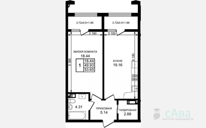 <span>Продается 1-комн. квартира,</span><span>49.93 м², 8/8 этаж </span> фото 0