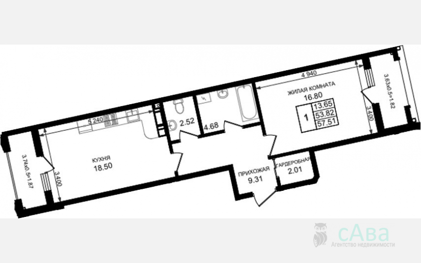 <span>Продается 1-комн. квартира,</span><span>53.82 м², 4/8 этаж </span> фото 0