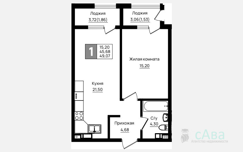 <span>Продается 1-комн. квартира,</span><span>45.68 м², 4/9 этаж </span> фото 0