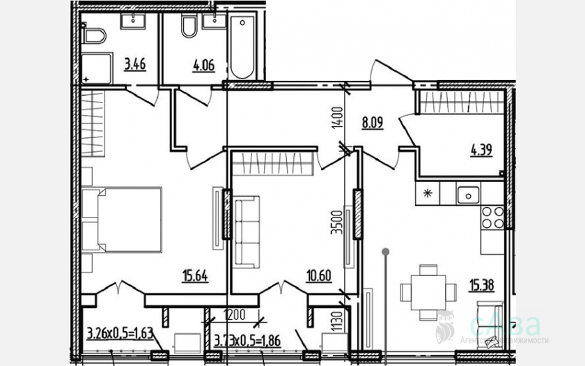 <span>Продается 2-комн. квартира,</span><span>61.62 м², 1/9 этаж </span> фото 0