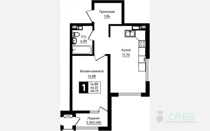 <span>Продается 1-комн. квартира,</span><span>44.51 м², 4/18 этаж </span> фото 0