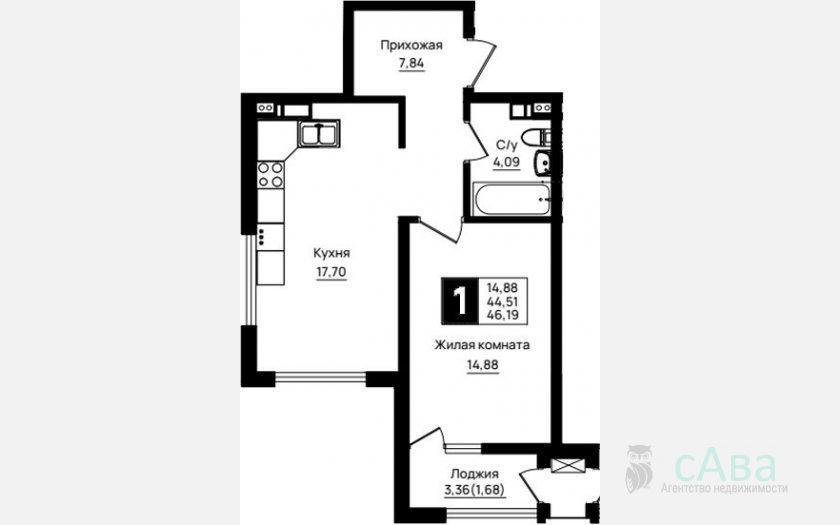 <span>Продается 1-комн. квартира,</span><span>44.51 м², 5/18 этаж </span> фото 0