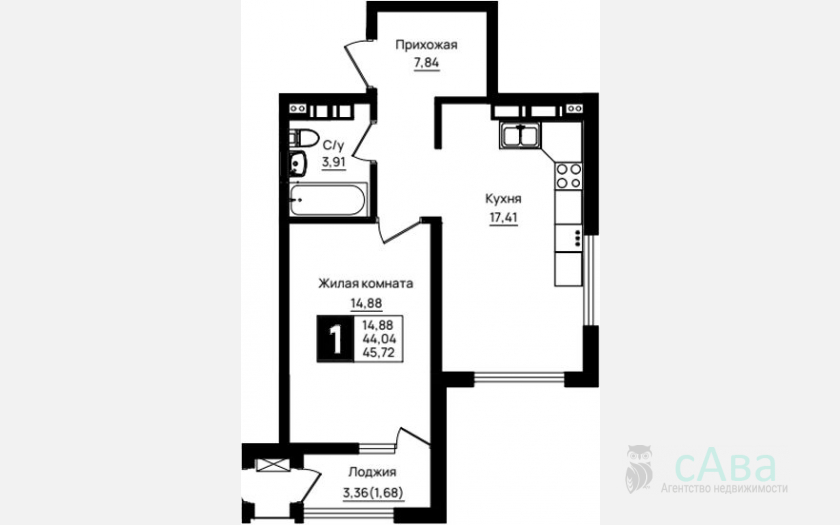<span>Продается 1-комн. квартира,</span><span>44.04 м², 15/18 этаж </span> фото 0