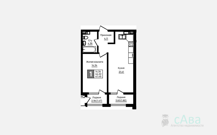 <span>Продается 1-комн. квартира,</span><span>44.22 м², 6/18 этаж </span> фото 0
