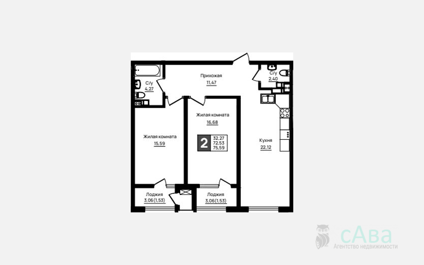 <span>Продается 2-комн. квартира,</span><span>72.53 м², 5/18 этаж </span> фото 0