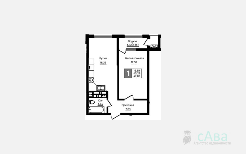 <span>Продается 1-комн. квартира,</span><span>45.22 м², 11/18 этаж </span> фото 0