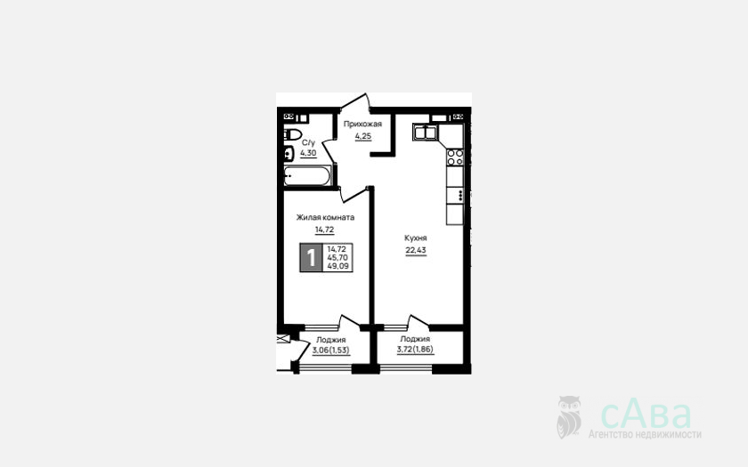 <span>Продается 1-комн. квартира,</span><span>45.70 м², 9/18 этаж </span> фото 0