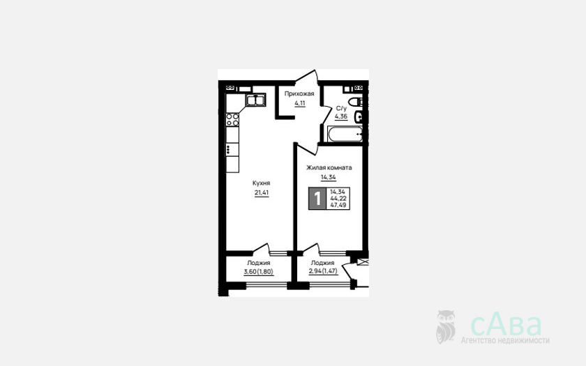 <span>Продается 1-комн. квартира,</span><span>44.22 м², 3/18 этаж </span> фото 0