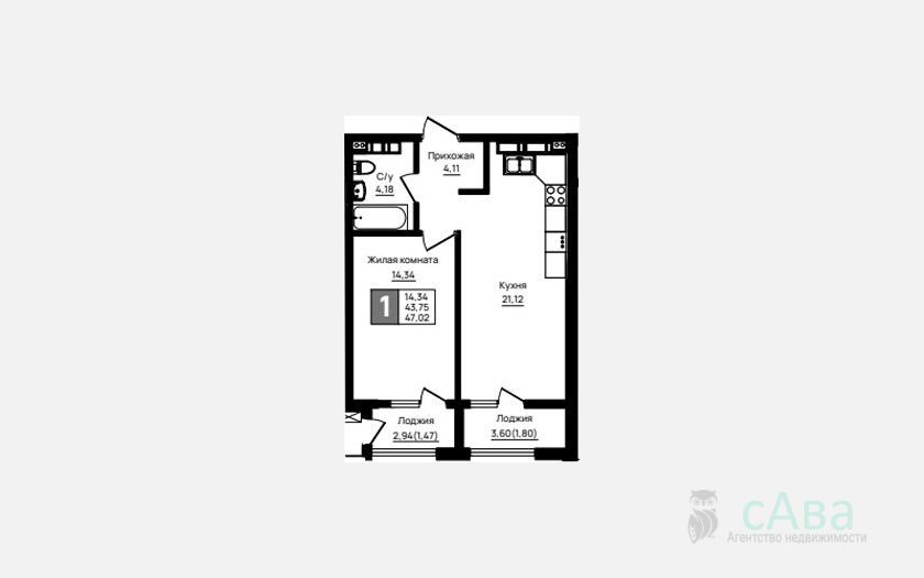 <span>Продается 1-комн. квартира,</span><span>43.75 м², 12/18 этаж </span> фото 0