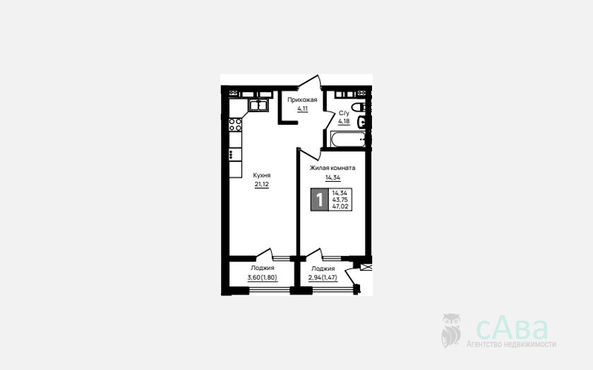 <span>Продается 1-комн. квартира,</span><span>44.22 м², 13/18 этаж </span> фото 0