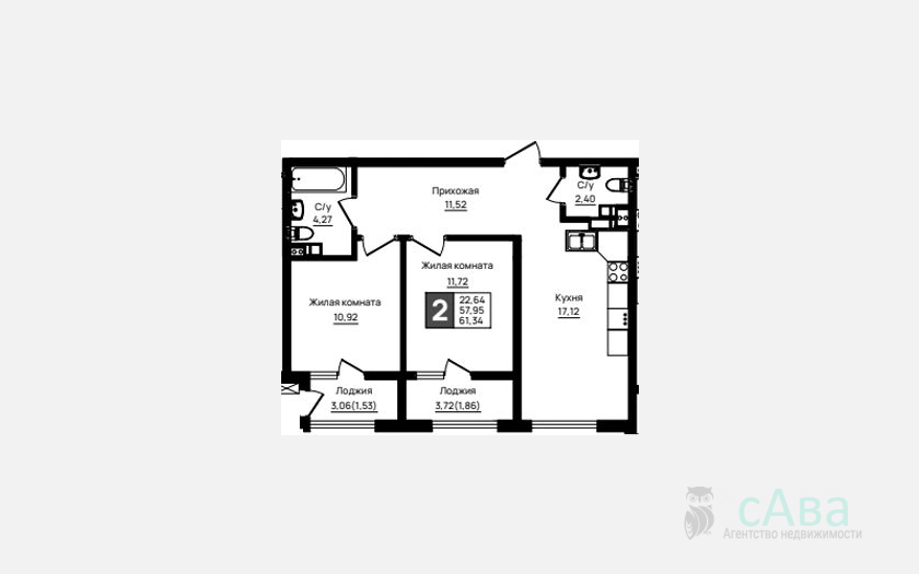 <span>Продается 2-комн. квартира,</span><span>57.95 м², 7/18 этаж </span> фото 0