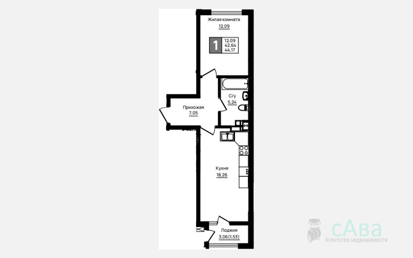 <span>Продается 1-комн. квартира,</span><span>42.64 м², 8/18 этаж </span> фото 0