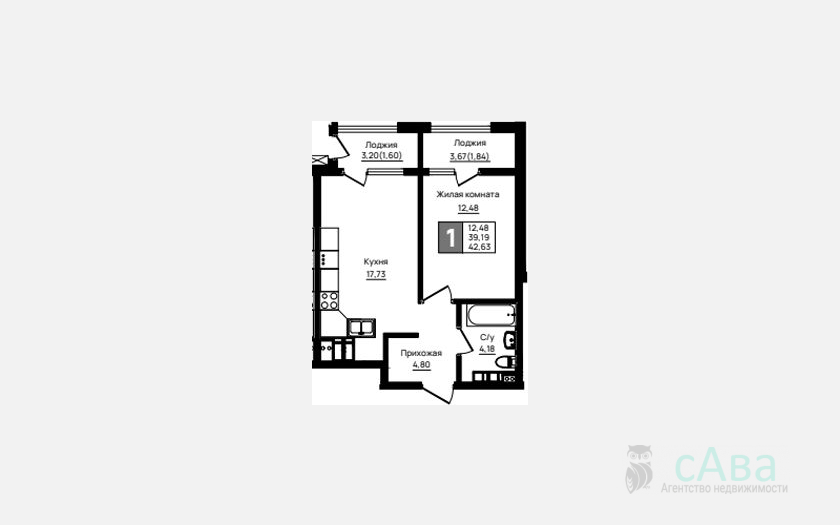 <span>Продается 1-комн. квартира,</span><span>39.19 м², 13/18 этаж </span> фото 0