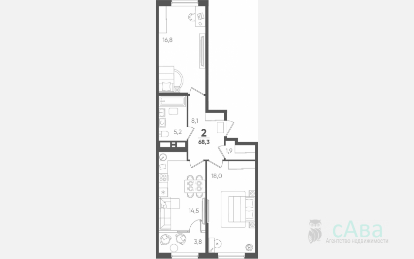 <span>Продается 2-комн. квартира,</span><span>64.50 м², 10/18 этаж </span> фото 0