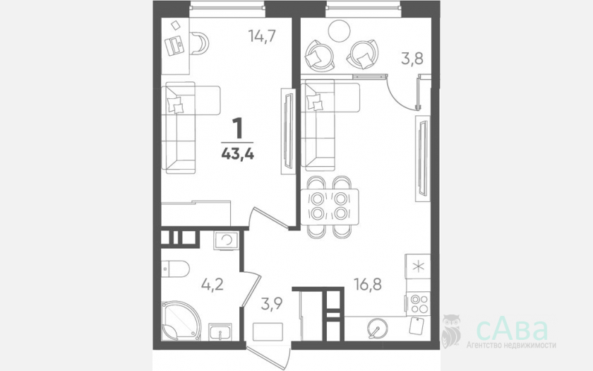 <span>Продается 1-комн. квартира,</span><span>39.60 м², 9/9 этаж </span> фото 0