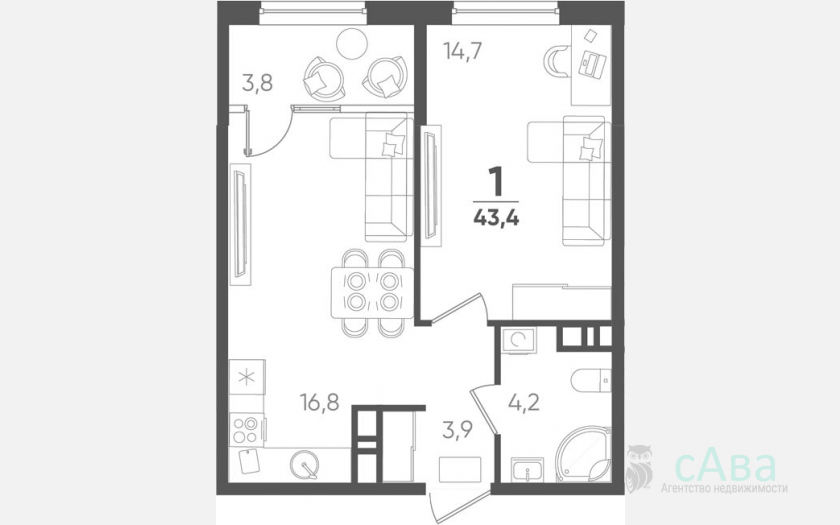 <span>Продается 1-комн. квартира,</span><span>39.60 м², 6/9 этаж </span> фото 0