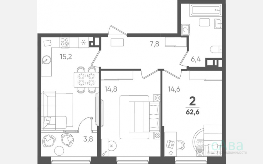 <span>Продается 2-комн. квартира,</span><span>58.80 м², 8/9 этаж </span> фото 0