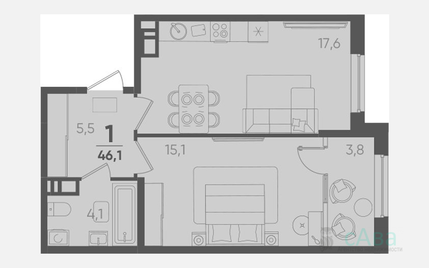 <span>Продается 1-комн. квартира,</span><span>42.30 м², 6/9 этаж </span> фото 0