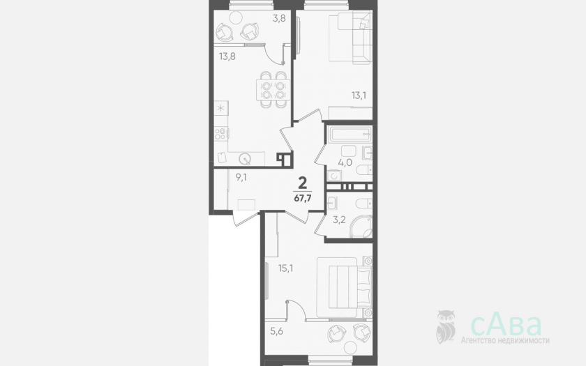 <span>Продается 2-комн. квартира,</span><span>58.30 м², 4/9 этаж </span> фото 0