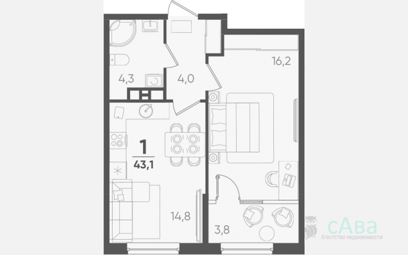 <span>Продается 1-комн. квартира,</span><span>39.30 м², 6/9 этаж </span> фото 0