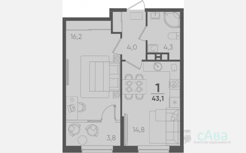 <span>Продается 1-комн. квартира,</span><span>39.30 м², 6/9 этаж </span> фото 0