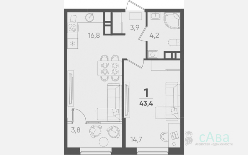 <span>Продается 1-комн. квартира,</span><span>39.60 м², 5/9 этаж </span> фото 0