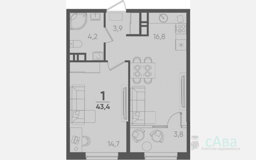 <span>Продается 1-комн. квартира,</span><span>39.60 м², 6/9 этаж </span> фото 0