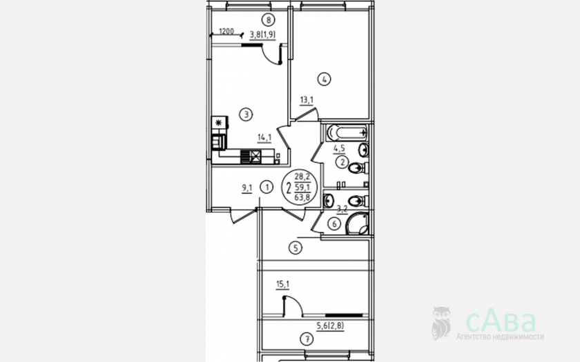 <span>Продается 2-комн. квартира,</span><span>59.10 м², 2/9 этаж </span> фото 0
