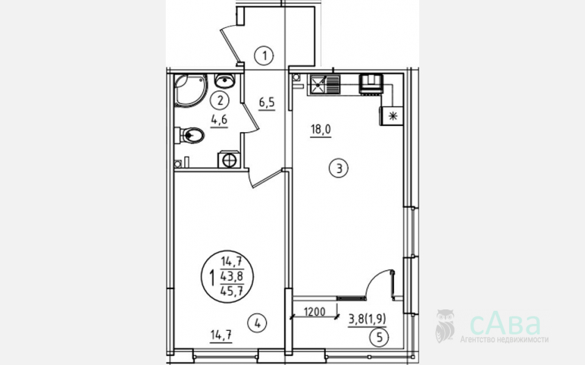 <span>Продается 1-комн. квартира,</span><span>43.80 м², 2/9 этаж </span> фото 0