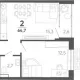 2-комн. квартира, 62.10 м², 15/15 этаж фото 0