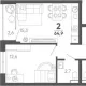 2-комн. квартира, 62.30 м², 4/15 этаж фото 0