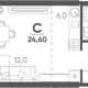 студия, 24.60 м², 6/24 этаж фото 0