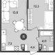 1-комн. квартира, 43 м², 3/9 этаж фото 0