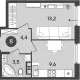 1-комн. квартира, 30.70 м², 9/9 этаж фото 0