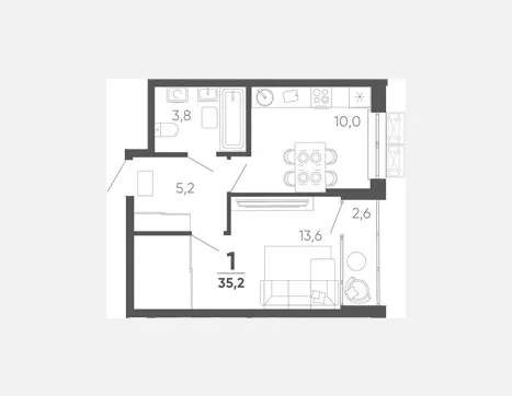1-комн. квартира, 32.60 м², 9/15 этаж фото 0