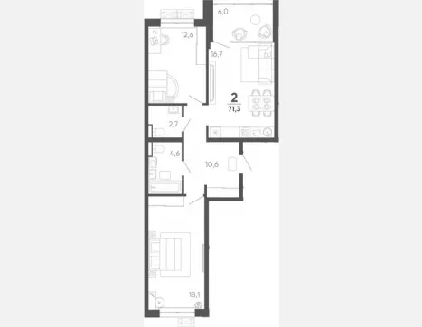 2-комн. квартира, 65.30 м², 13/15 этаж фото 0