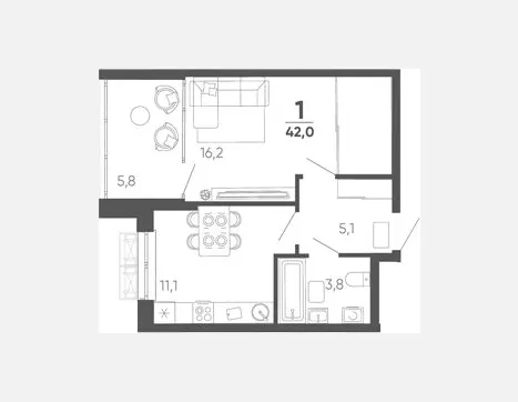 1-комн. квартира, 36.20 м², 13/15 этаж фото 0