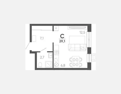 студия, 29.10 м², 13/15 этаж фото 0
