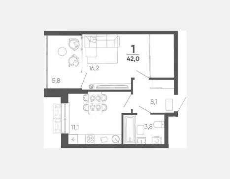 1-комн. квартира, 36.20 м², 15/15 этаж фото 0