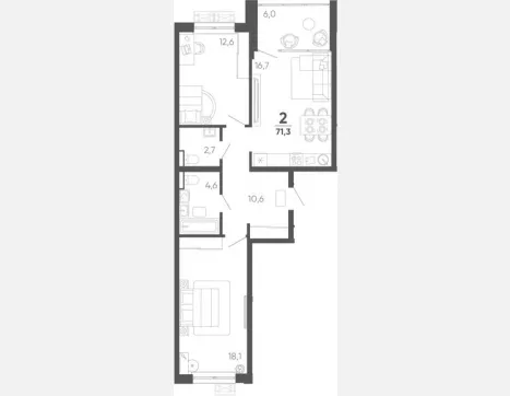 2-комн. квартира, 65.30 м², 15/15 этаж фото 0