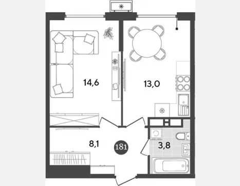 1-комн. квартира, 39.50 м², 13/18 этаж фото 0