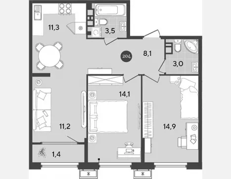 3-комн. квартира, 66.10 м², 9/18 этаж фото 0